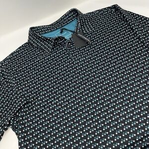 J.B. Holt Pala Performance Polo Shirt Men's Medium Black Turquoise Geometric NWT
